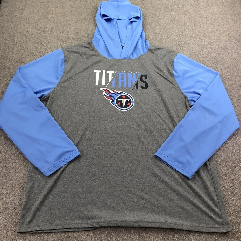 Tennessee Titans Shirt Mens 2XL Gray Blue NFL Football NFL Team Apparel Hooded